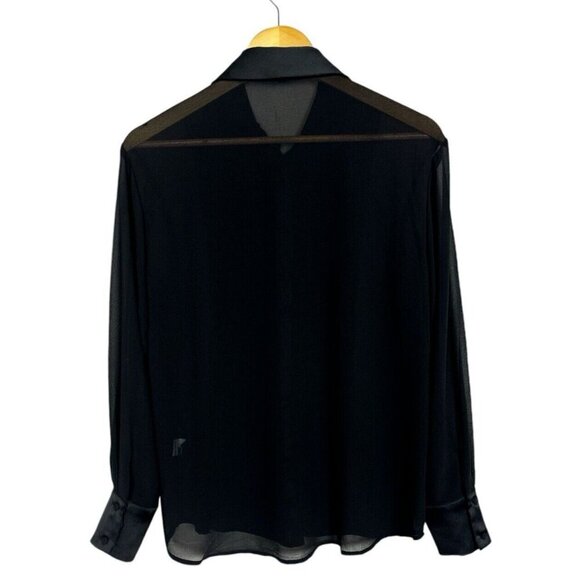 Dynamite Sheer Button Up Blouse Tuxedo Style Black Size XXS - Picture 2 of 11